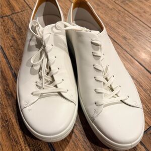 Ecco White Leather Lace-Up Sneakers